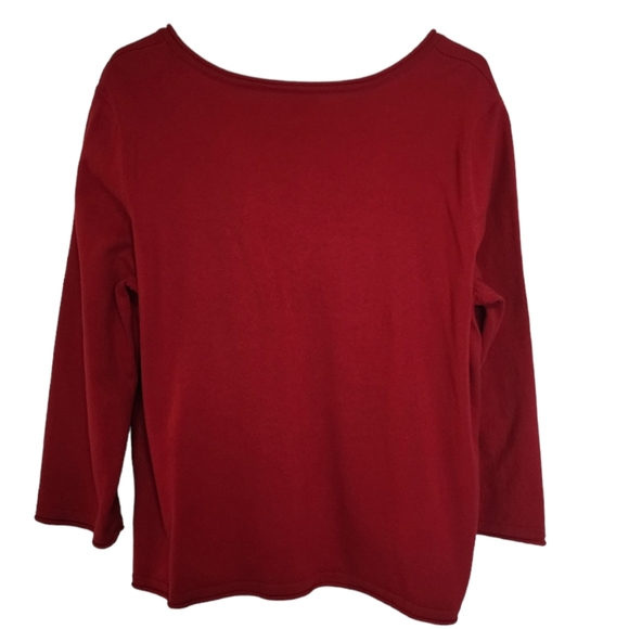 J.JILL Red Knit Button Front Cardigan Sweater Cotton Blend 6 Velvet Buttons LG - Picture 2 of 7